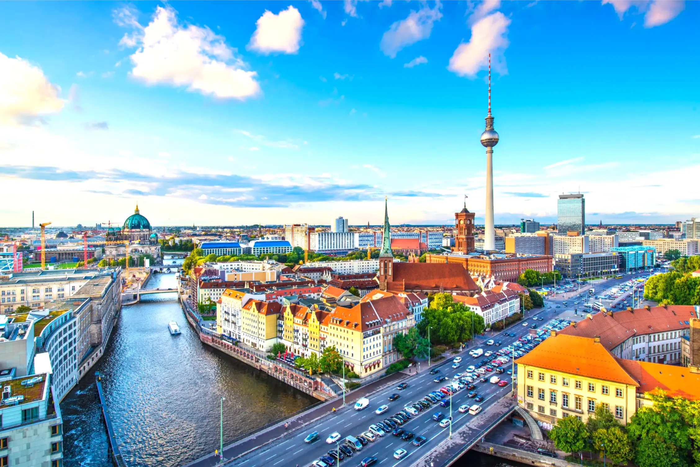 berlin germany skyline over the spree river