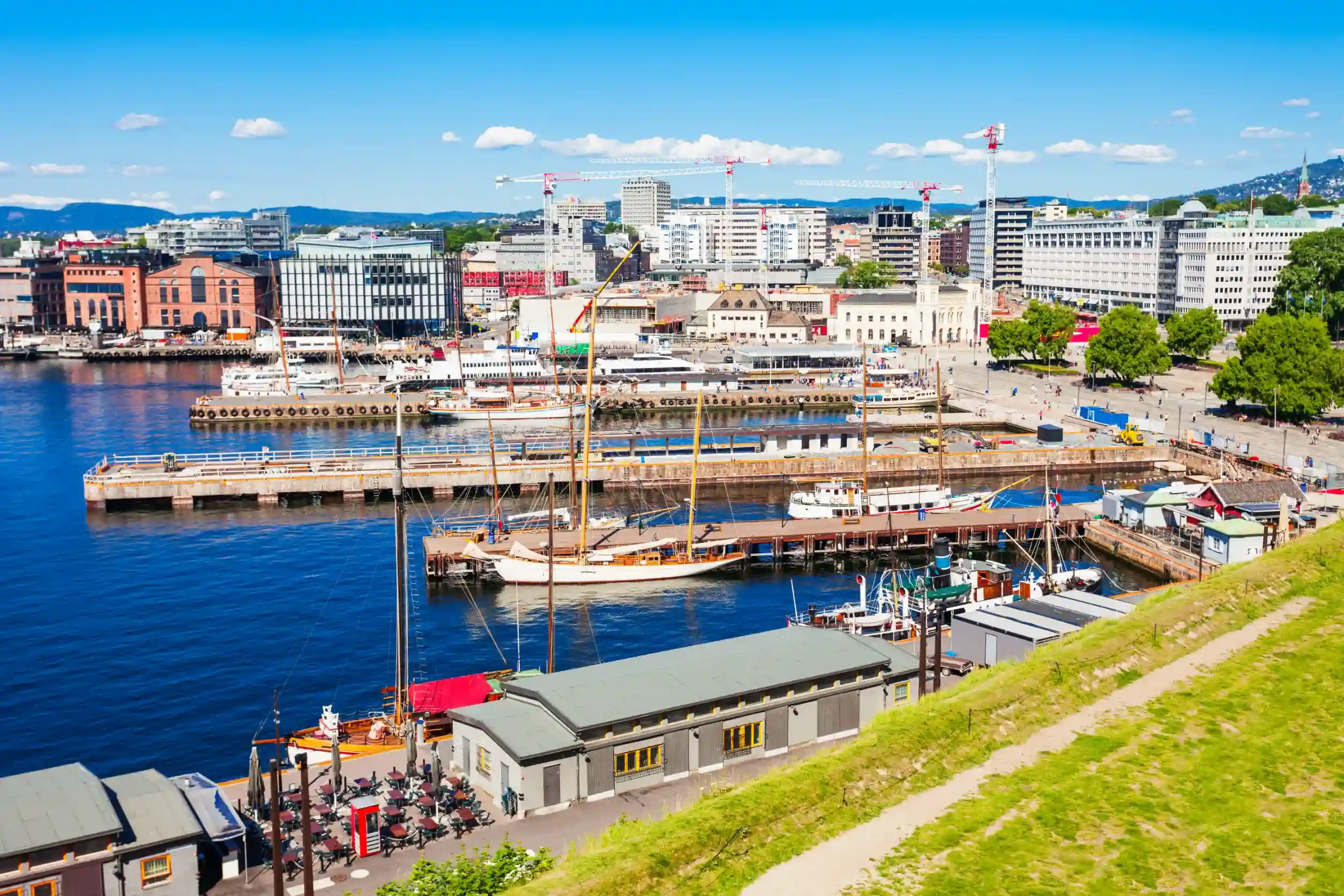 oslo harbor or harbour at the aker brygge