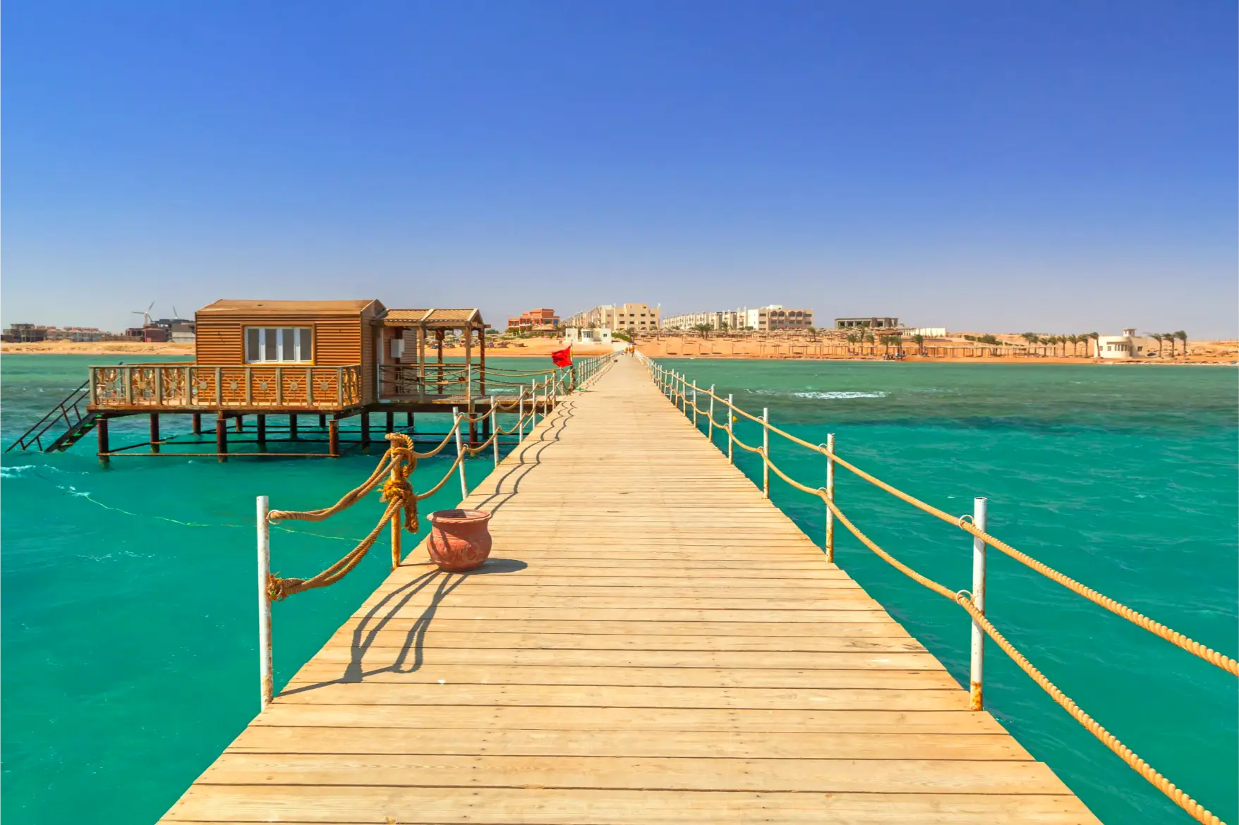pier the beach of red sea in hurghada egypt