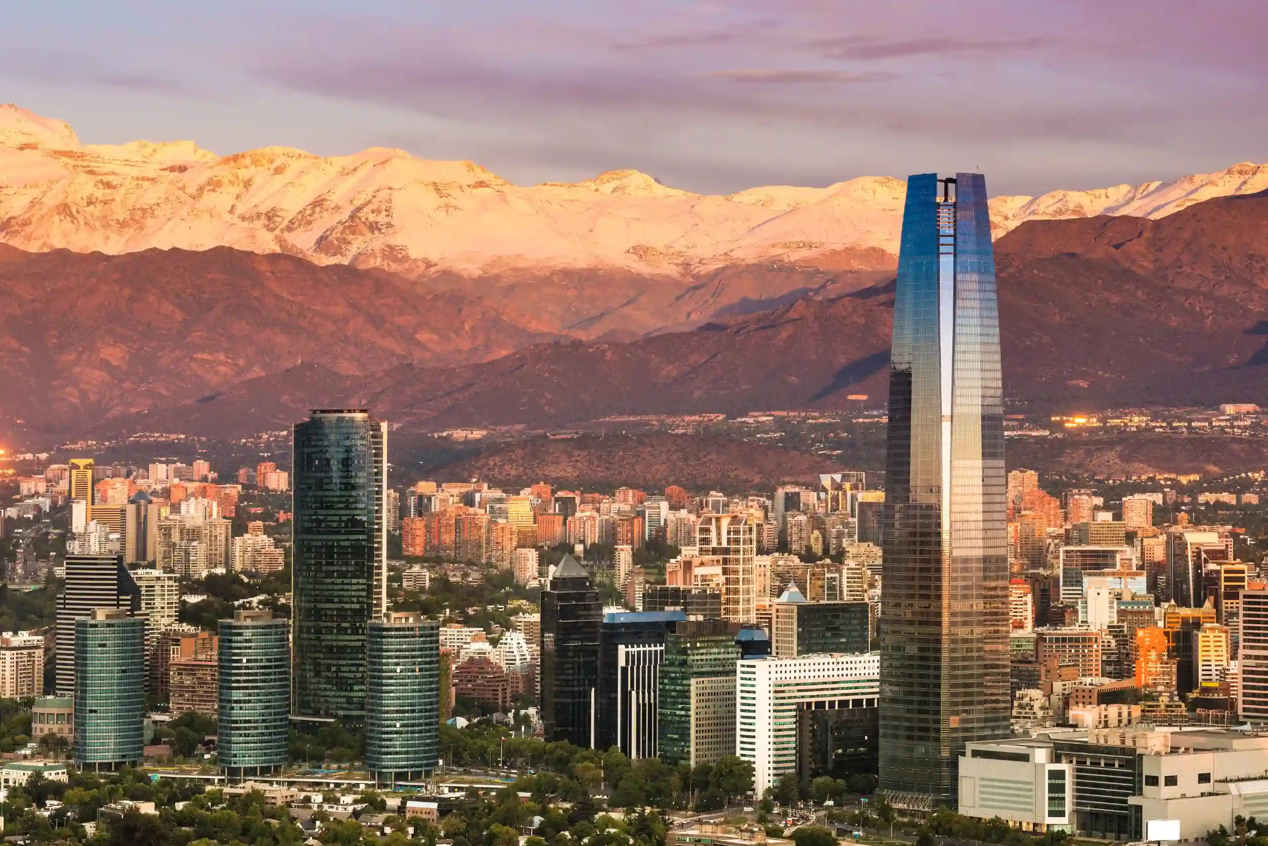 santiago de chile at the foots of the andes mountain