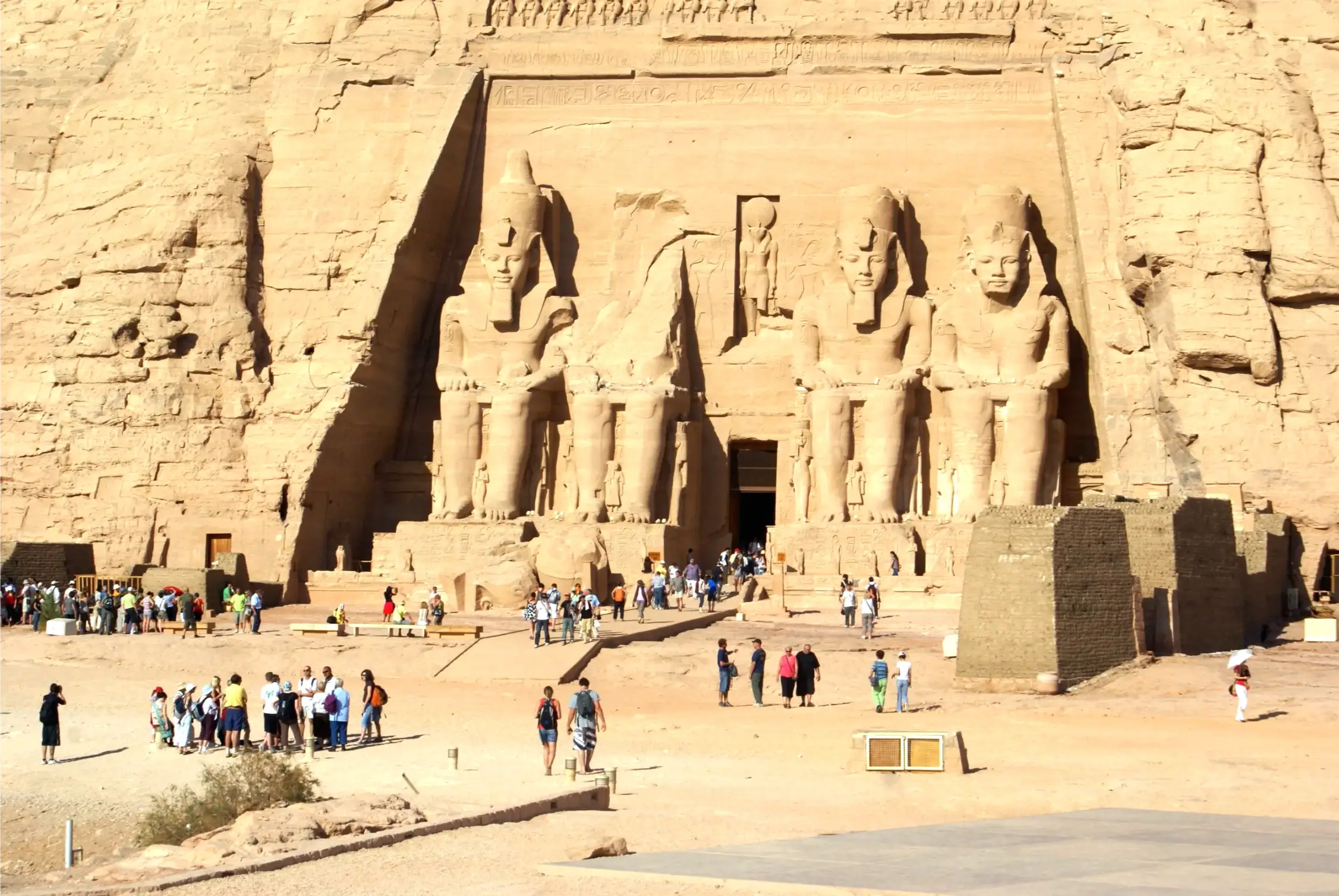 temple in abu simbel and tourists egypt