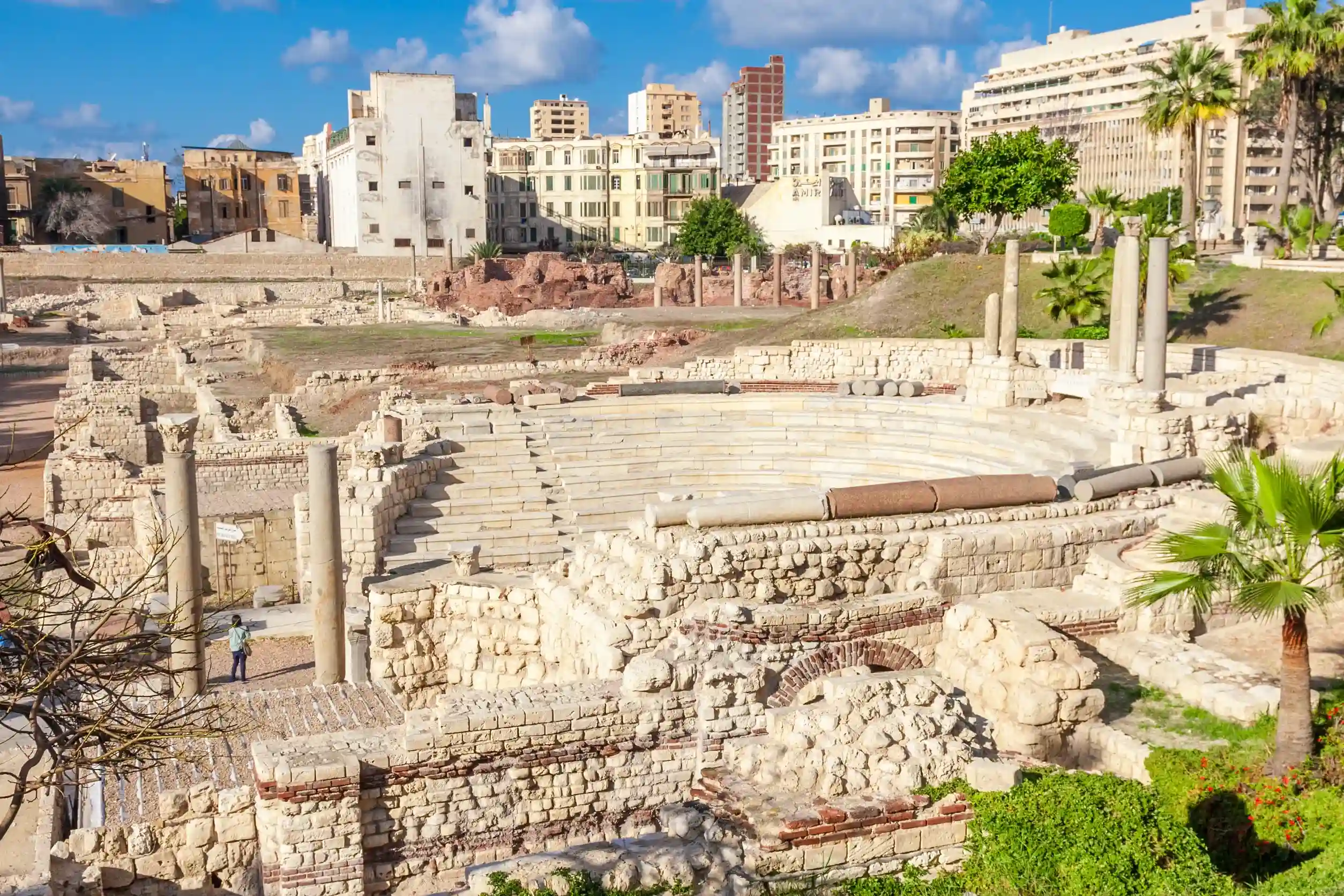 the roman amphitheatre and ruins in alexandria egypt