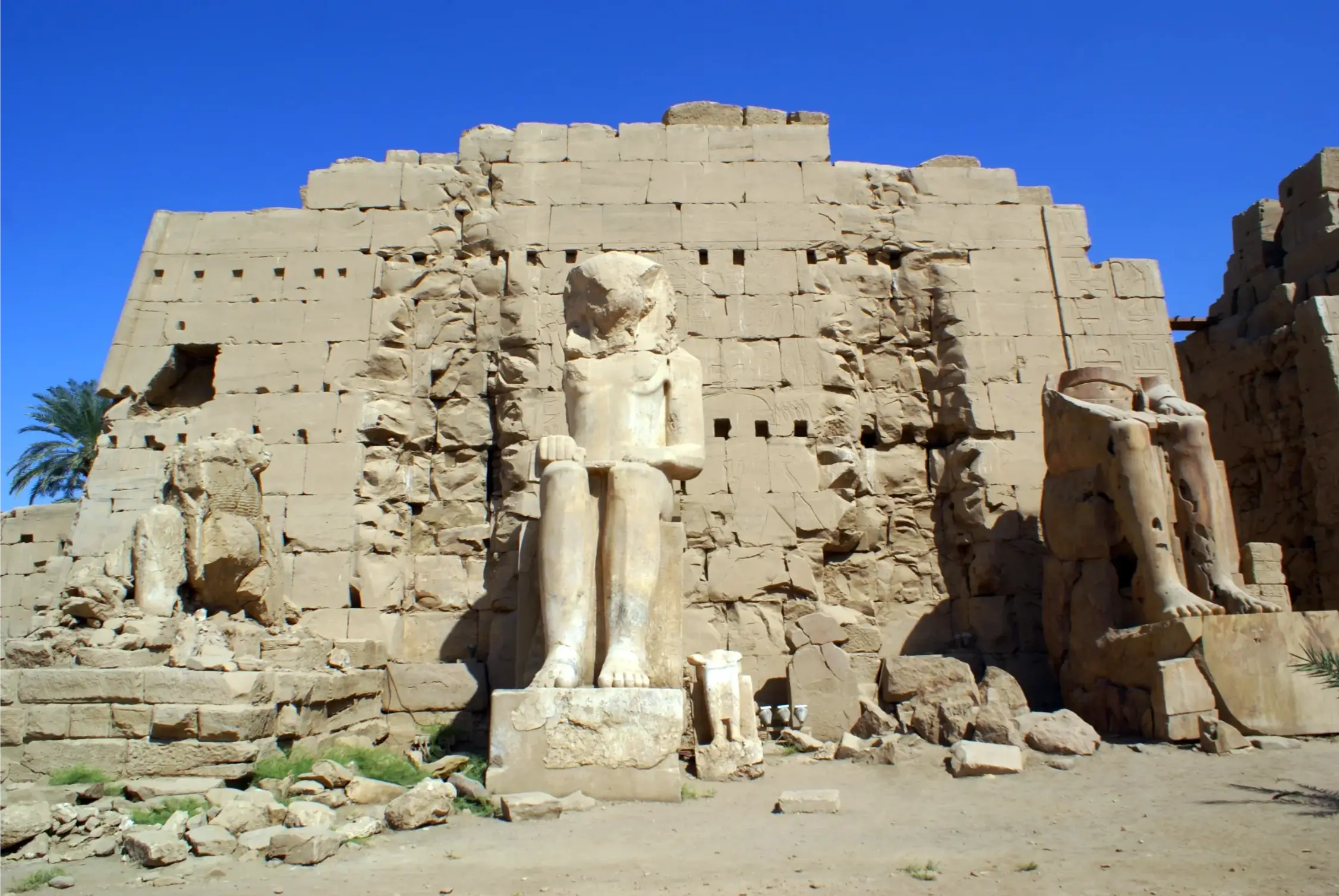 the statues inside karnak temple in luxor egypt
