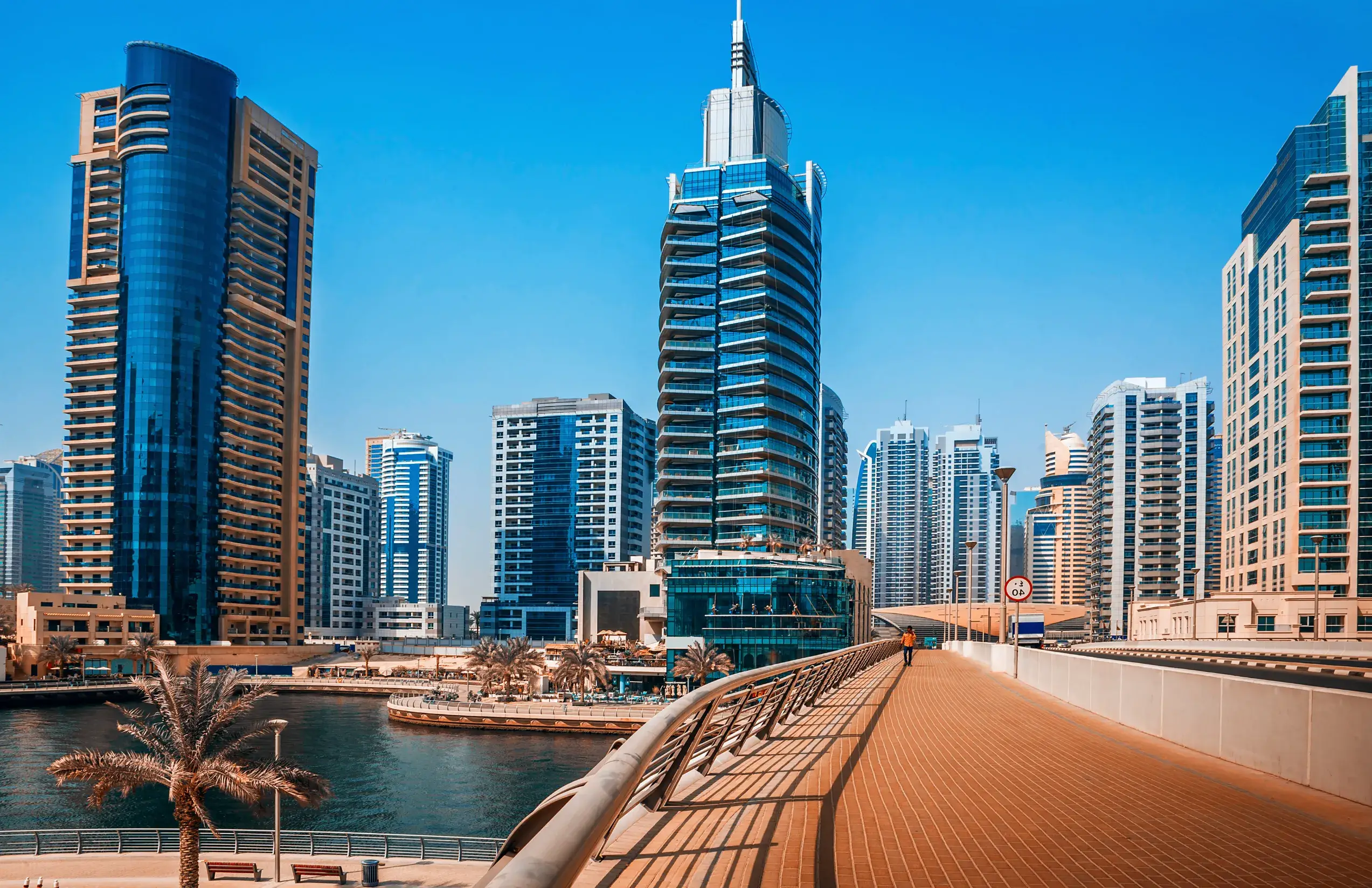 view of dubai marina line of the city skyline