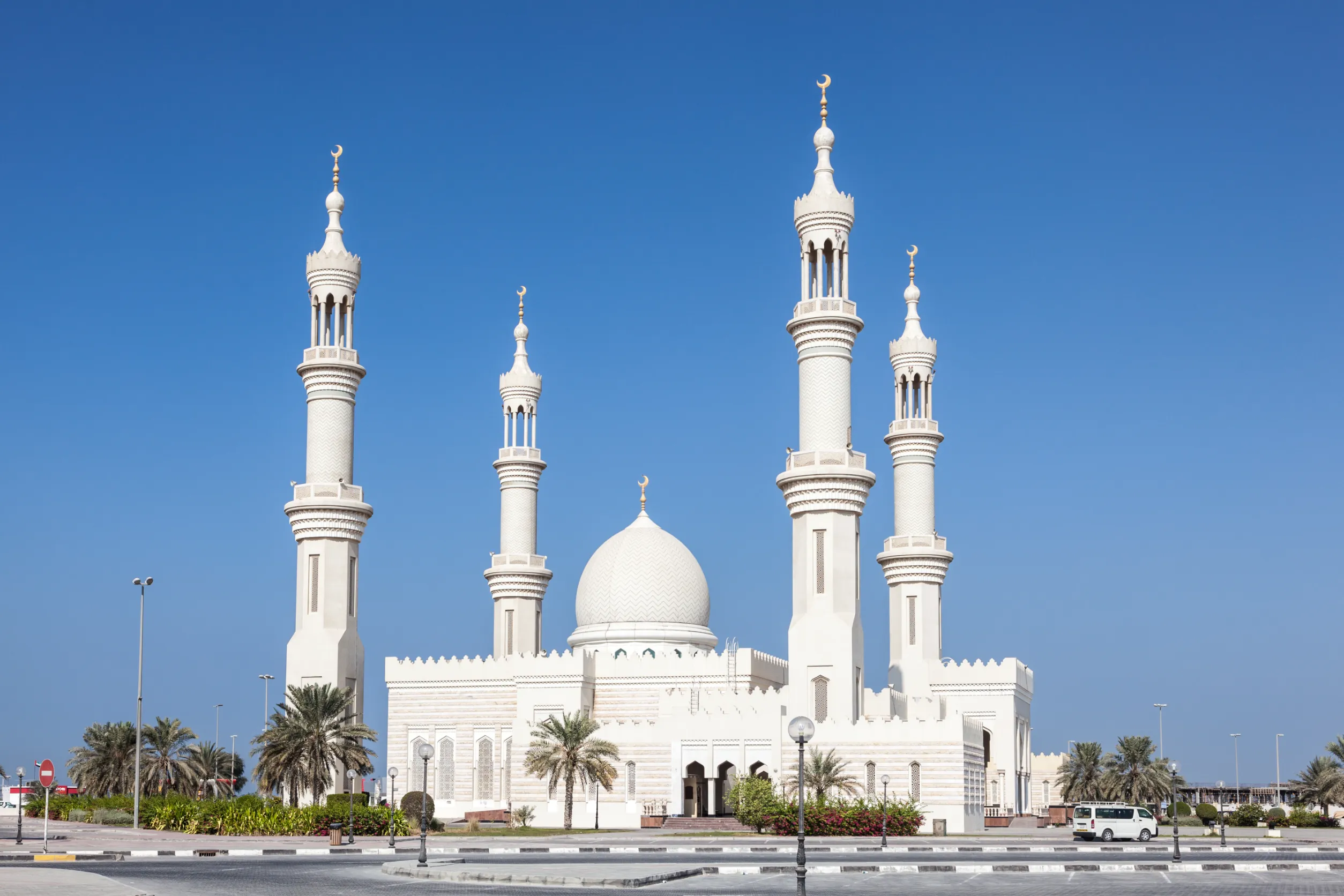 white mosque in ajman united arab emirate